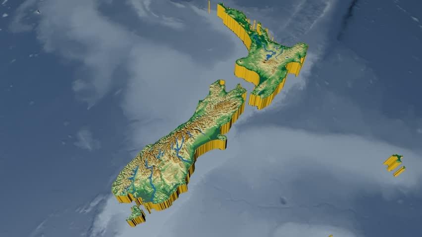Mapa en 3d de nueva zelanda