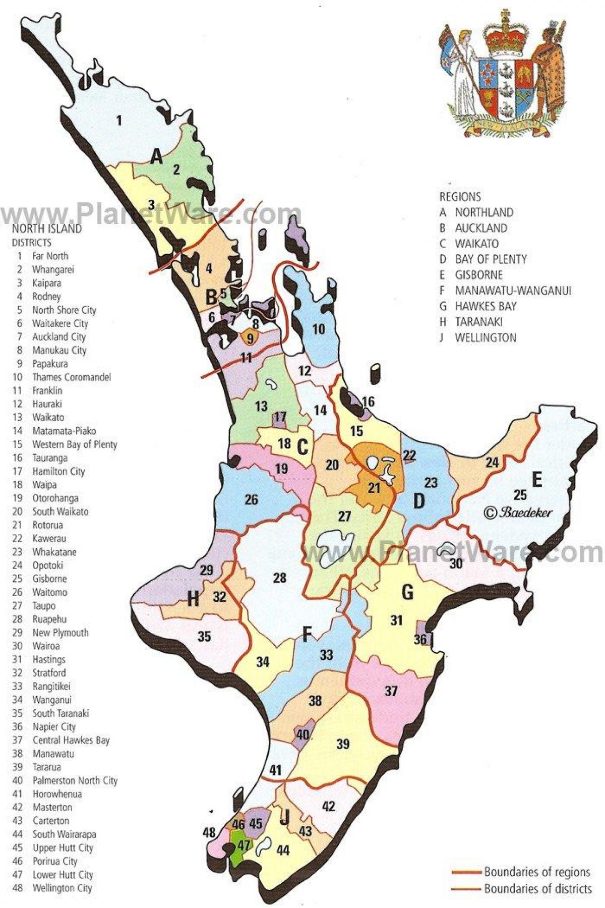 mapa de la isla norte