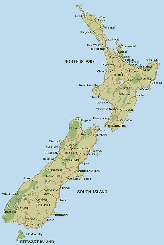 nueva zelanda mapa completo