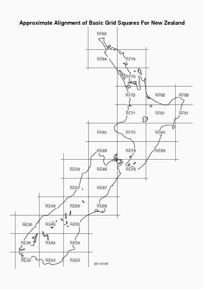 Mapa de nueva zelanda de la cuadrícula
