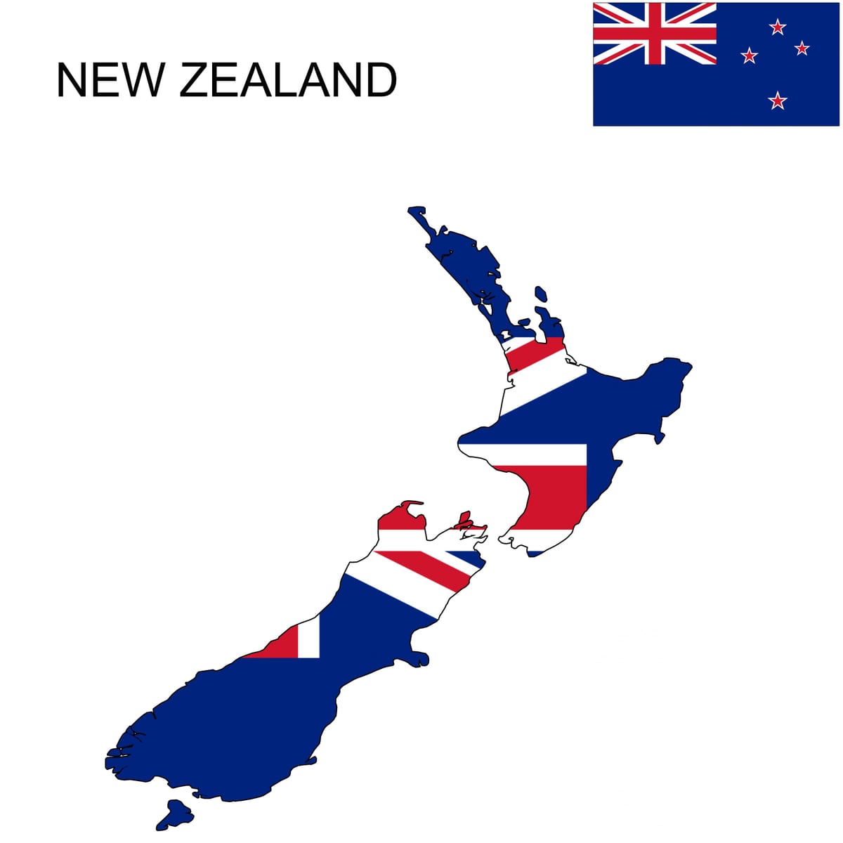 Mapa de nueva zelanda y de la bandera