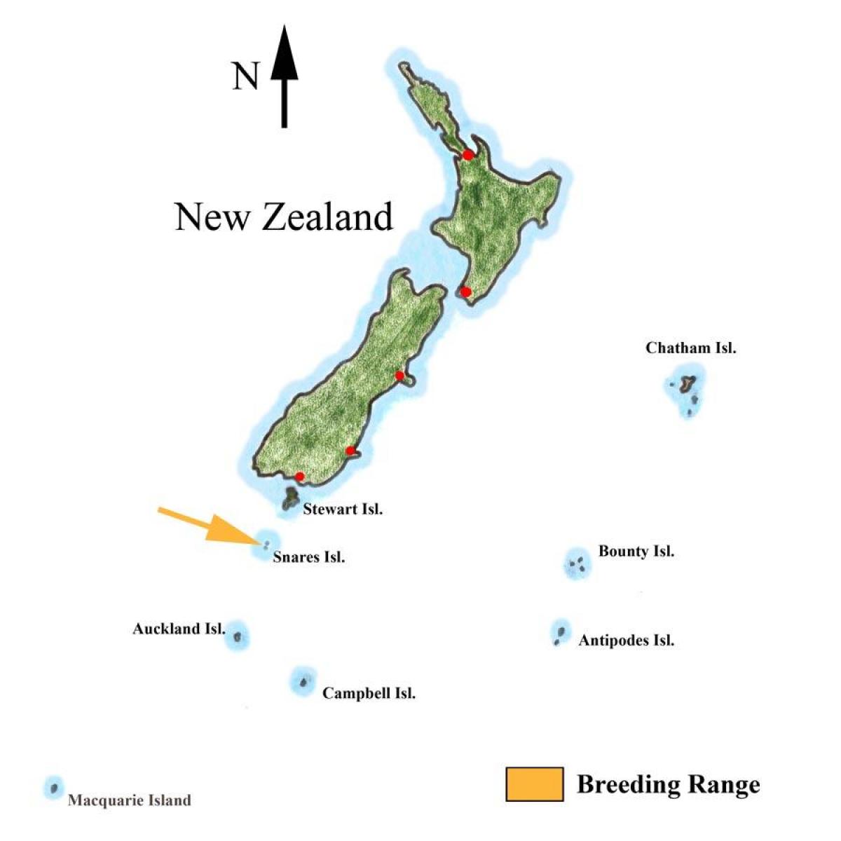Mapa de nueva zelanda y las islas circundantes