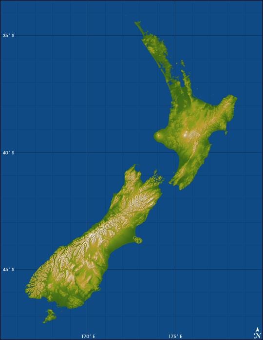 nueva zelanda altitud mapa