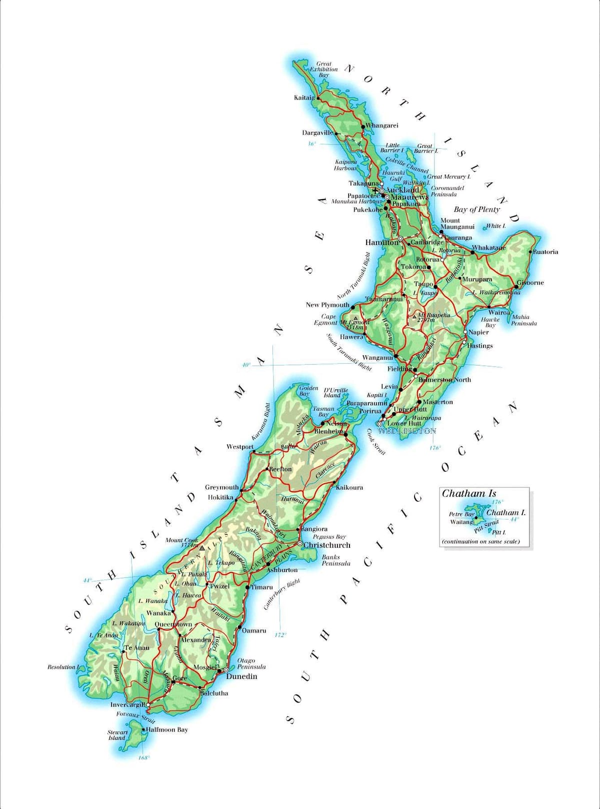 nueva zelanda cordilleras mapa