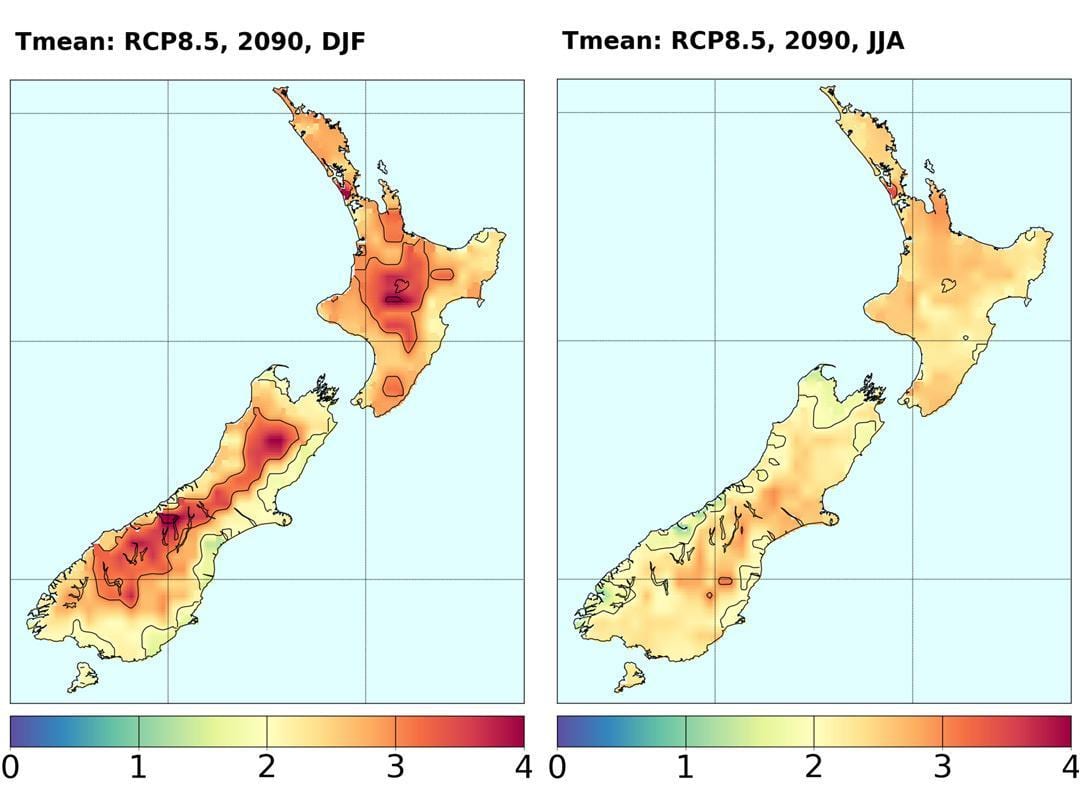 Mapa de nueva zelanda temperatura