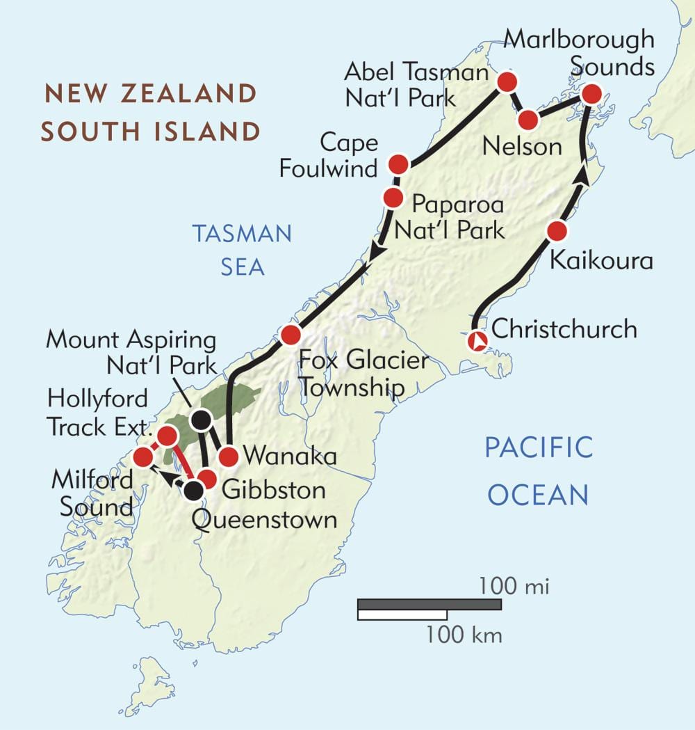 Mapa de nueva zelanda rutas de senderismo