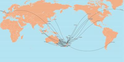 Air new zealand mapa de la ruta internacional