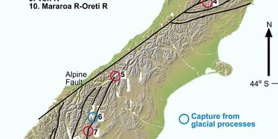 Mapa del desfiladero del río de nueva zelanda