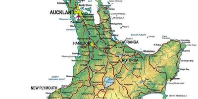 Mapa detallado de la isla norte de nueva zelanda