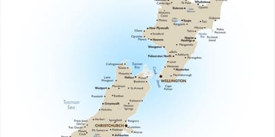 Mapa turístico de la isla norte de nueva zelanda