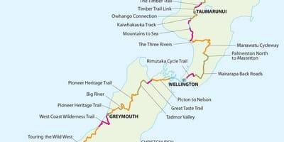 Mapa de nueva zelanda ciclo de trail