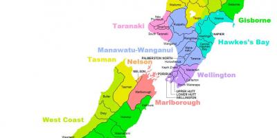 Nueva zelanda mapa del distrito de