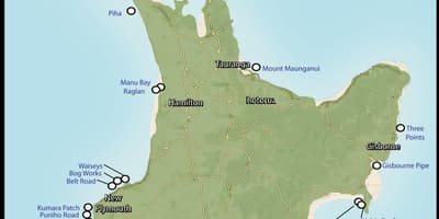 Mapa de nueva zelanda de surf